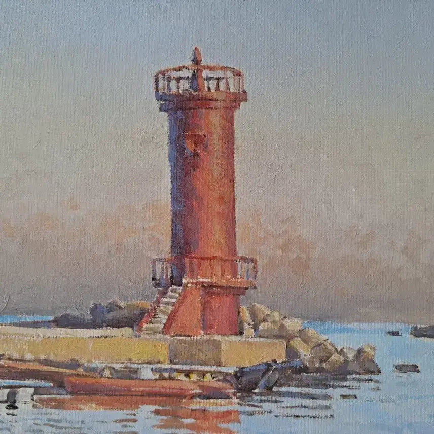 [BUNJANG] Lail Luik "Delaware Breakwater Light" Oil Painting on Canvas / 등대그림 유화