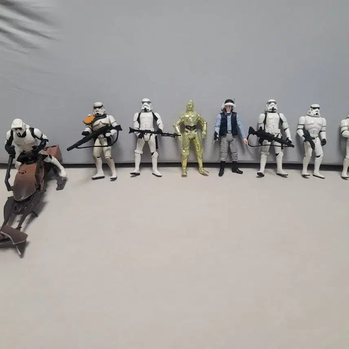 [BUNJANG] Star Wars 9 Figure Set (Stormtrooper, C-3PO, Speeder, etc.) / 스타워즈 피규어 9종 세트 (스톰트루퍼, C-3PO, 스피더 등)