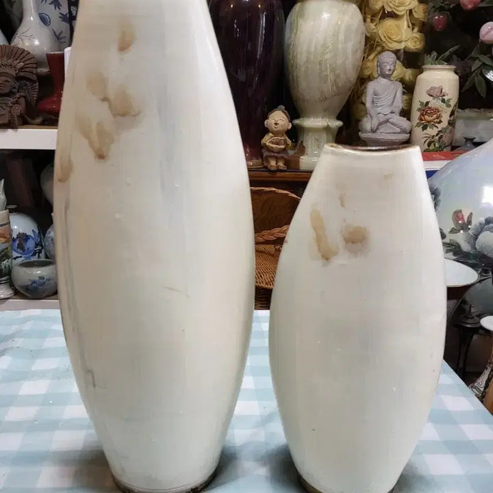 [BUNJANG] Korean Modern Buncheong Ware Iris Vase Set (Large/Small) / 현대 분청사기 조화문 화병 세트