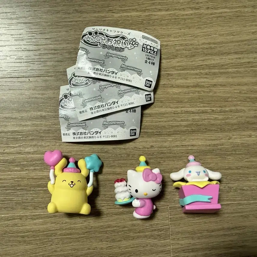 [BUNJANG] Sanrio Birthday Celebration Gacha Set (3 Types) - Kitty, Pom Pom Purin, Cinnamoroll / 산리오 생일 축하 가챠 3종 일괄 키티 폼폼푸린 시나모롤