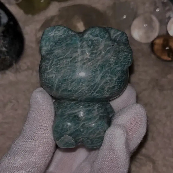 [BUNJANG] Amazonite Cat Carving Natural Stone Crystal / 천연 원석 아마조나이트 키티 카빙 고양이 돌 천연석 크리스탈