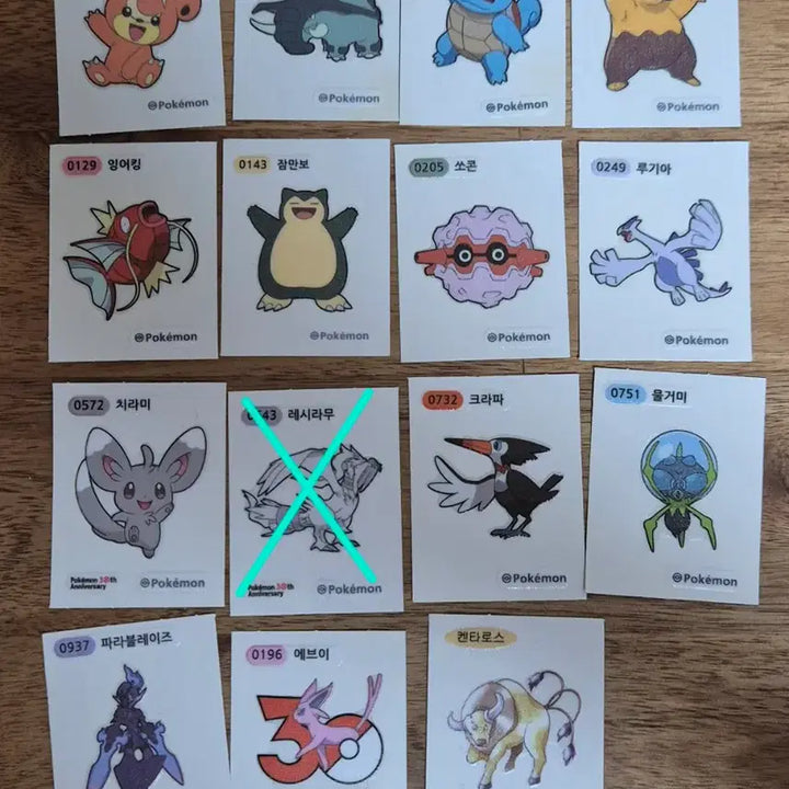 [BUNJANG] Pokemon 30th Anniversary Stickers Bundle Set / (원가 34000) 포켓몬 띠부씰 30주년 띠부씰 레시라무 루기아 에브이 치라미 일괄