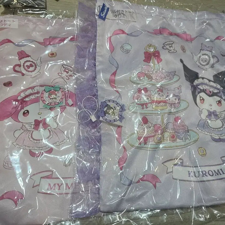 [BUNJANG] Sanrio My Melody Kuromi KuJi Frill Tote Bag Set (2 Types) / 산리오 마이멜로디 쿠로미 쿠지 프릴 토트백 마멜