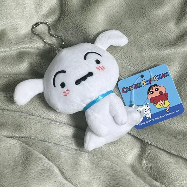 [BUNJANG] Crayon Shin-chan Shiro (Snowy) Shy Expression Plush Keychain / 택0,새상품) 짱구 흰둥이 수줍은 표정 인형 키링