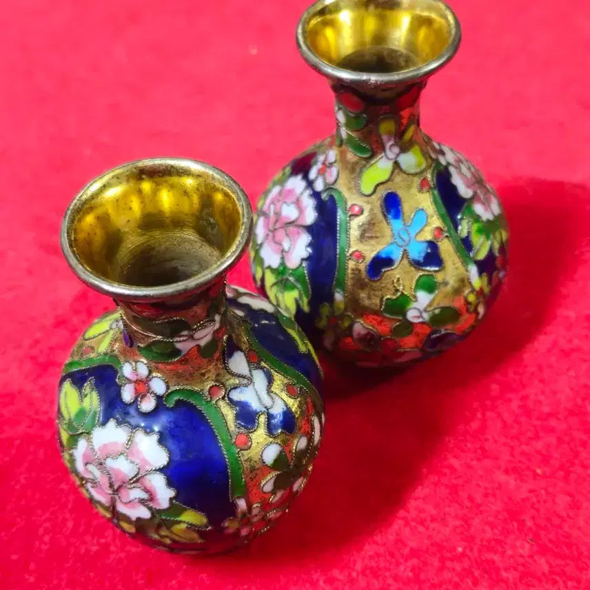 [BUNJANG] Antique Cloisonné Mini Vase Set (2 Pieces) / 고급스러운 엔틱 칠보 미니 화병 2개 세트 (인테리어 소품)