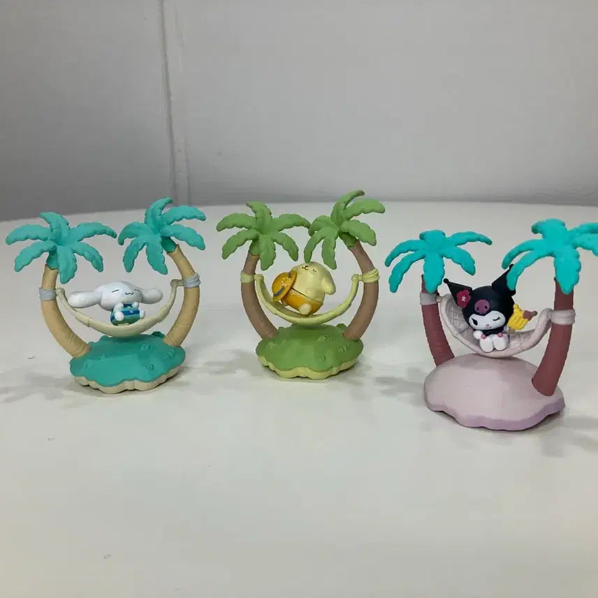 [BUNJANG] Sanrio Characters Palm Tree Hammock Figures Bundle Set / 산리오 캐릭터 야자수 해먹 피규어 일괄