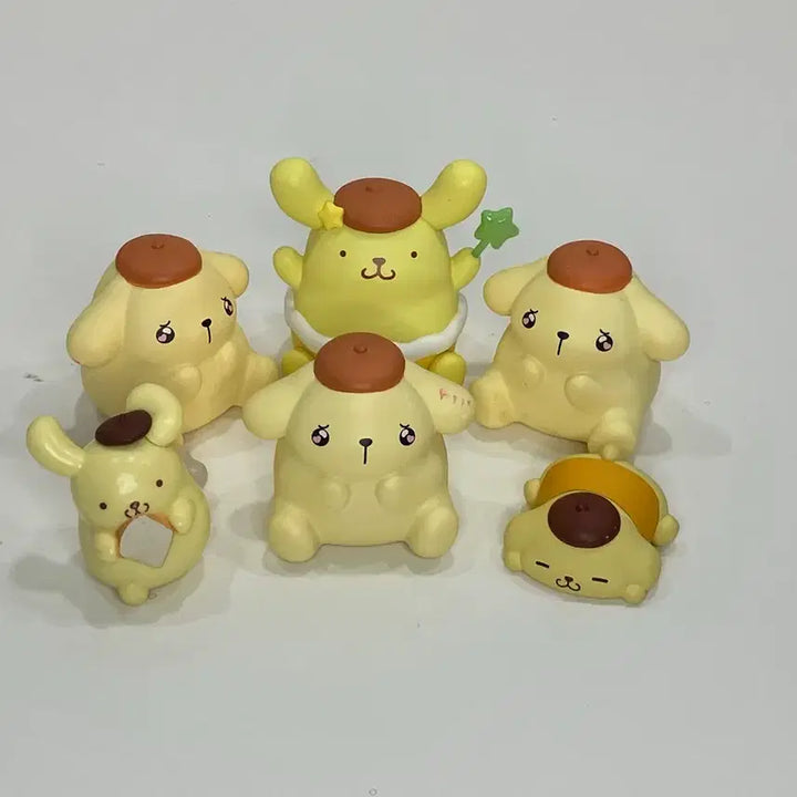 [BUNJANG] Sanrio Pompompurin Figure 6-Piece Bundle Set / 산리오 폼폼푸린 피규어 6종 일괄