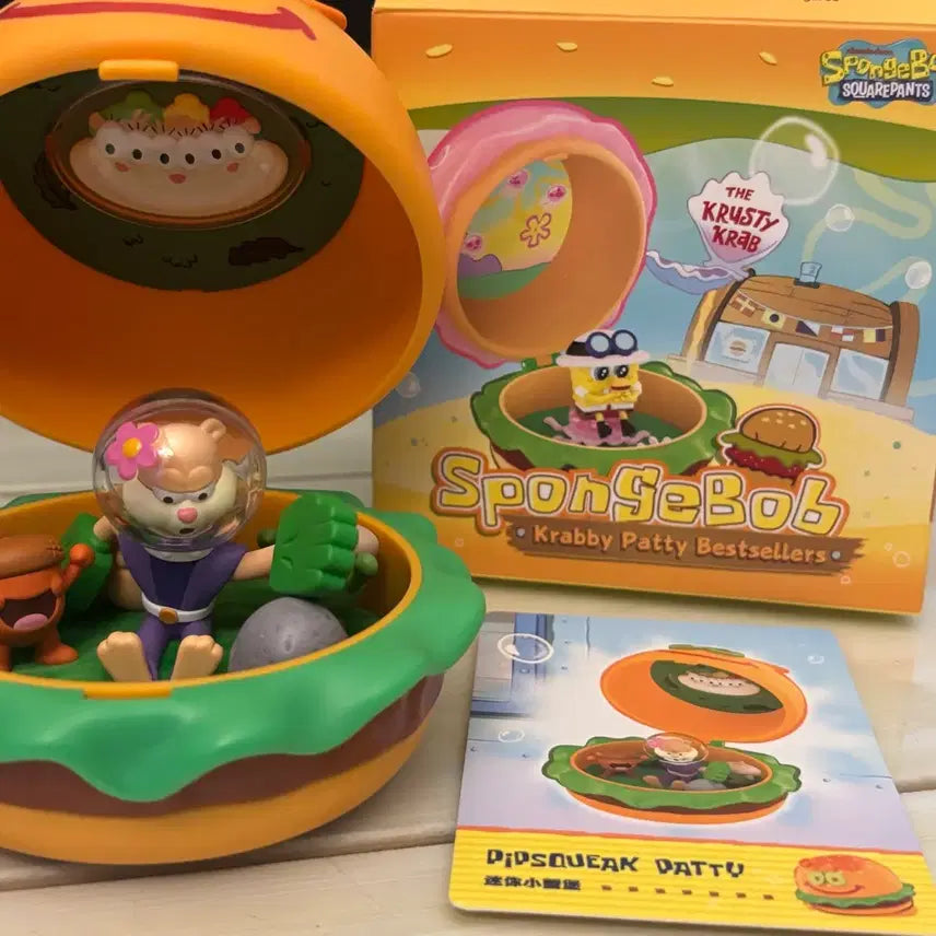 [BUNJANG] Pop Mart SpongeBob SquarePants Krabby Patty Figure / 팝마트 스폰지밥 햄버거 게살버거 피규어 다람이