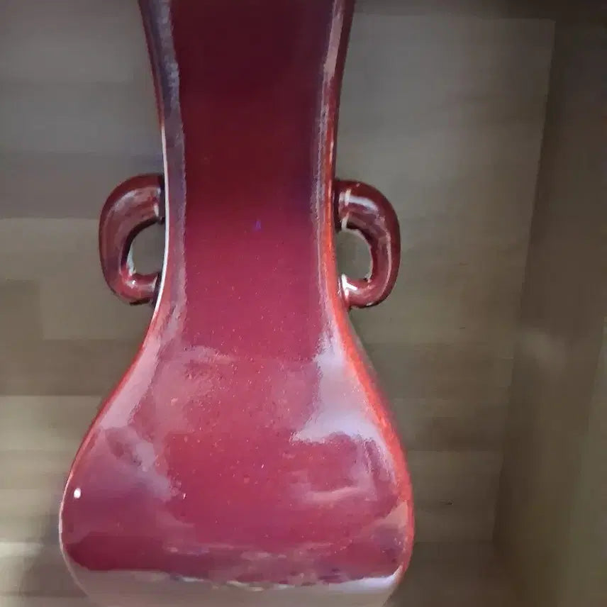 [BUNJANG] Red Ceramic Vase with Handles / 도자기