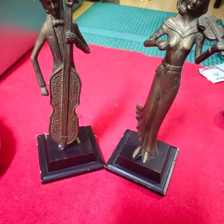 [BUNJANG] Simon Workshop European Style Bronze String Duo Sculpture Set / [엔틱 명품] 유럽풍 브론즈 현악 2중주 청동상 세트 (Simon 공방