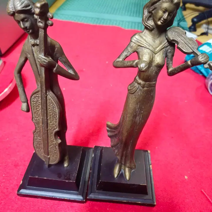 [BUNJANG] Simon Workshop European Style Bronze String Duo Sculpture Set / [엔틱 명품] 유럽풍 브론즈 현악 2중주 청동상 세트 (Simon 공방