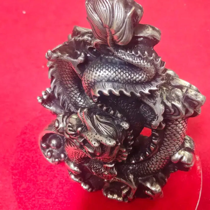 [BUNJANG] Qianlong Period "Qianlong Nian Zhi" Mark Large White Bronze Double Dragon Sculpture (3.1kg) / [명품 골동] 건륭년제 백동 쌍룡 조각상 (3.1kg 풍수 재물운 대형