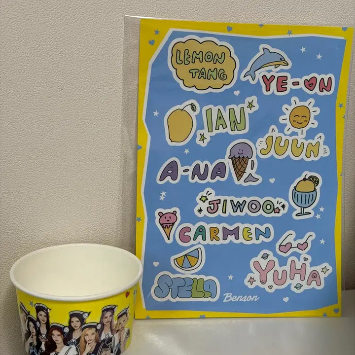 [BUNJANG] Hato Hato Lemon Tang Benson Collaboration Sticker and Cup Set / 하투하 레몬탱 벤슨 콜라보 팝업