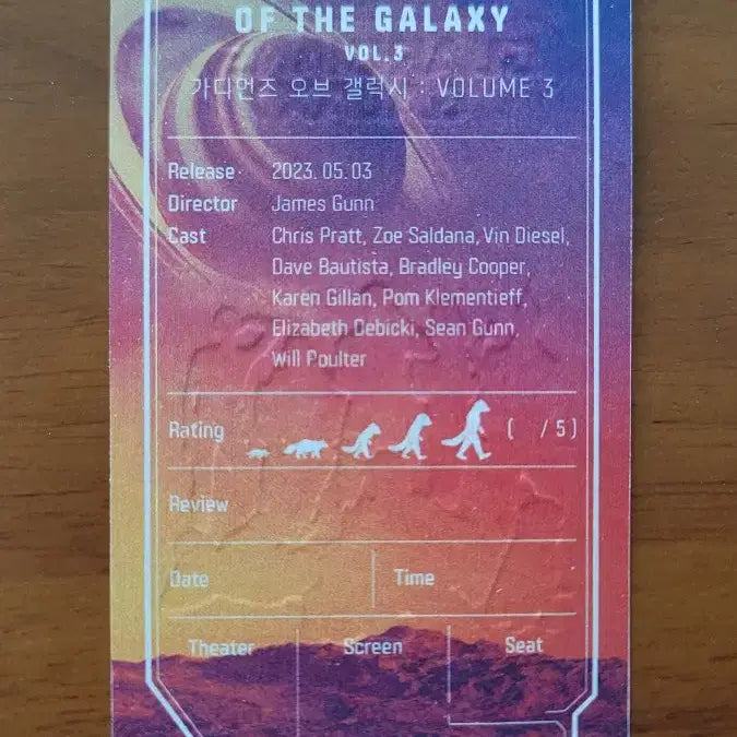 [BUNJANG] Guardians of the Galaxy Vol. 3 Original Ticket / 가디언즈 오브 갤럭시 3 오리지널 티켓