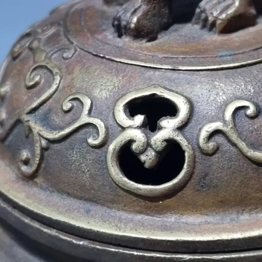 [BUNJANG] Ming Dynasty Xuande Mark Bronze Tripod Censer with Double Dragon Handles / 대명선덕년제 용문 쌍이룡 삼족 향로