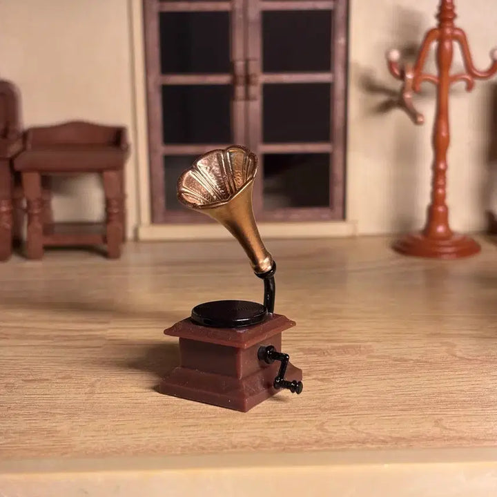 [BUNJANG] Miniature Gramophone LP Gold Brown / 미니어처 축음기 LP 골드 브라운