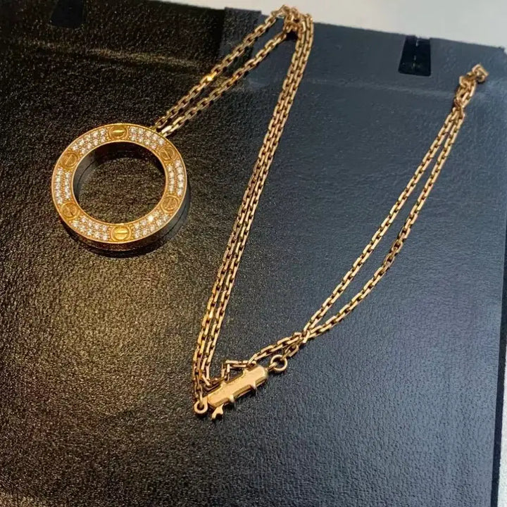 [BUNJANG] Cartier LOVE Diamond Necklace Rose Gold / 까르띠에 LOVE 다이아 목걸이 로즈골드 커플용
