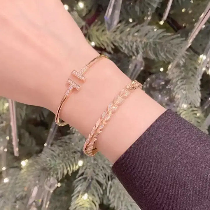 [BUNJANG] Tiffany &amp; Co. Victoria Rose Gold Diamond Hinged Bracelet / 티파니 Victoria 로즈골드 다이아 팔찌