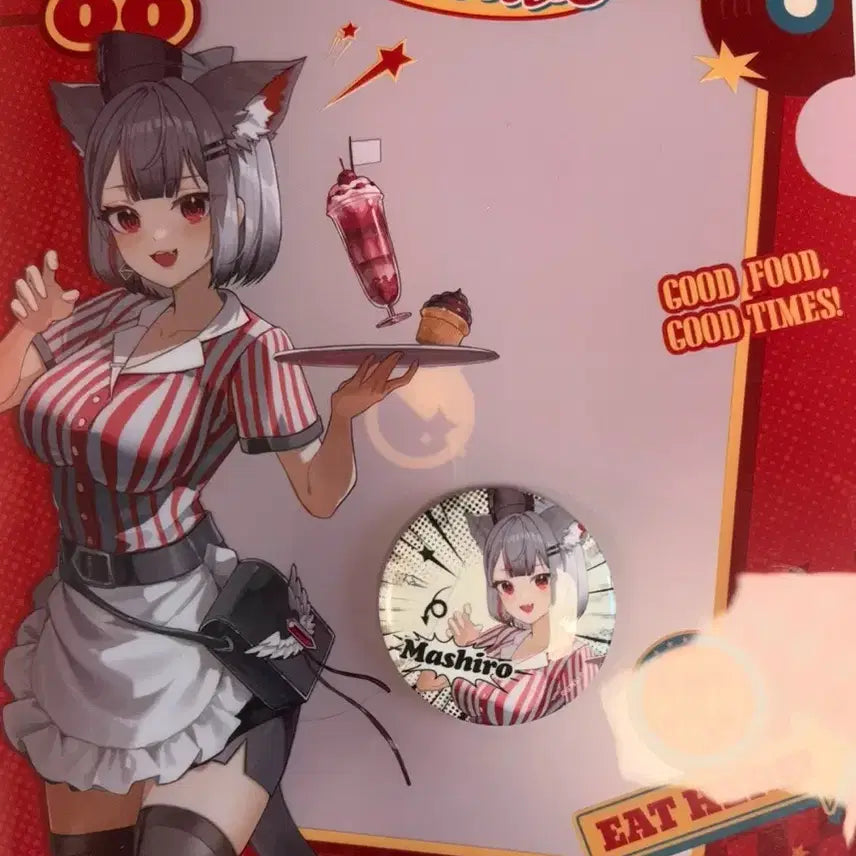 [BUNJANG] Stellive Nenneko Mashiro Pop-up Clear File &amp; Can Badge Set / 스텔라이브 네네코 마시로 팝업 클리어 파일, 캔 뱃지