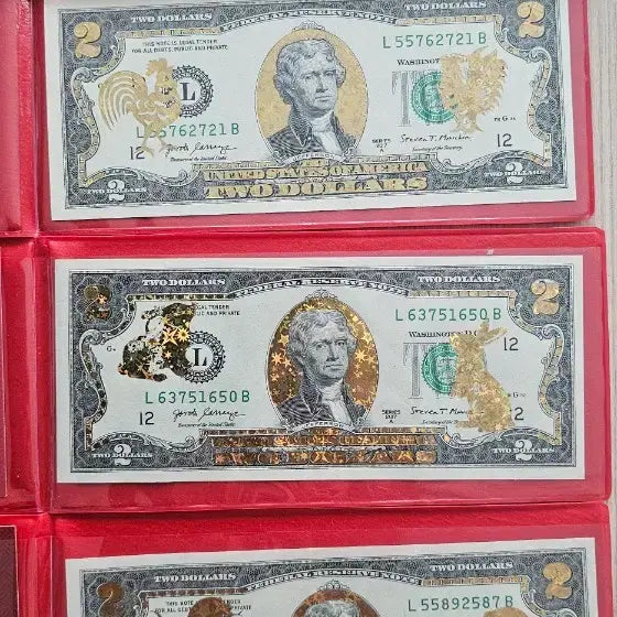 [BUNJANG] USA Lucky $2 Gold Plated Zodiac Coins 4-Piece Bundle Set / 미국 행운의2달러 골드 도금 12지신 기념세트 4종 일괄