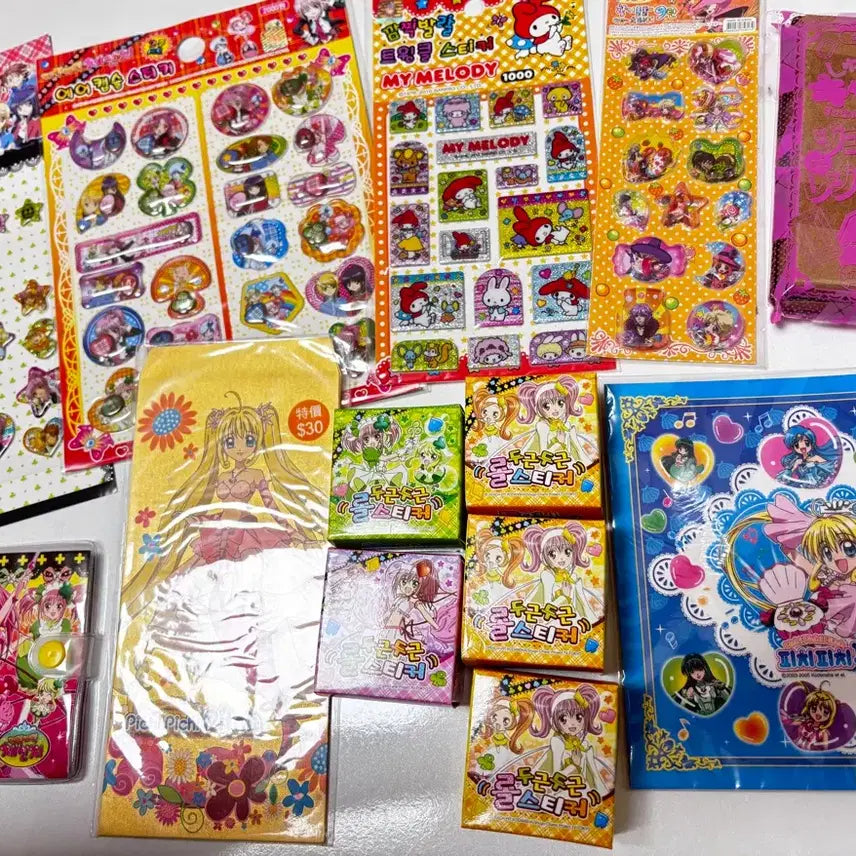 [BUNJANG] Vintage Stationery Bundle: Sugar Sugar Rune, Mermaid Melody, My Melody, Shugo Chara! / 고전 스티커 + 문구 일괄 캐캐체 슈가슈가룬 피치피치핏치 마이멜로디