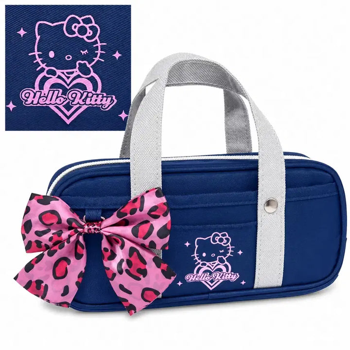 [BUNJANG] Sanrio Hello Kitty Gal Ribbon Leopard Schoolbag Pouch Pencil Case / 일본가) 산리오 헬로키티 갸루 리본 레오파드 스쿨백 파우치 펜슬케이스