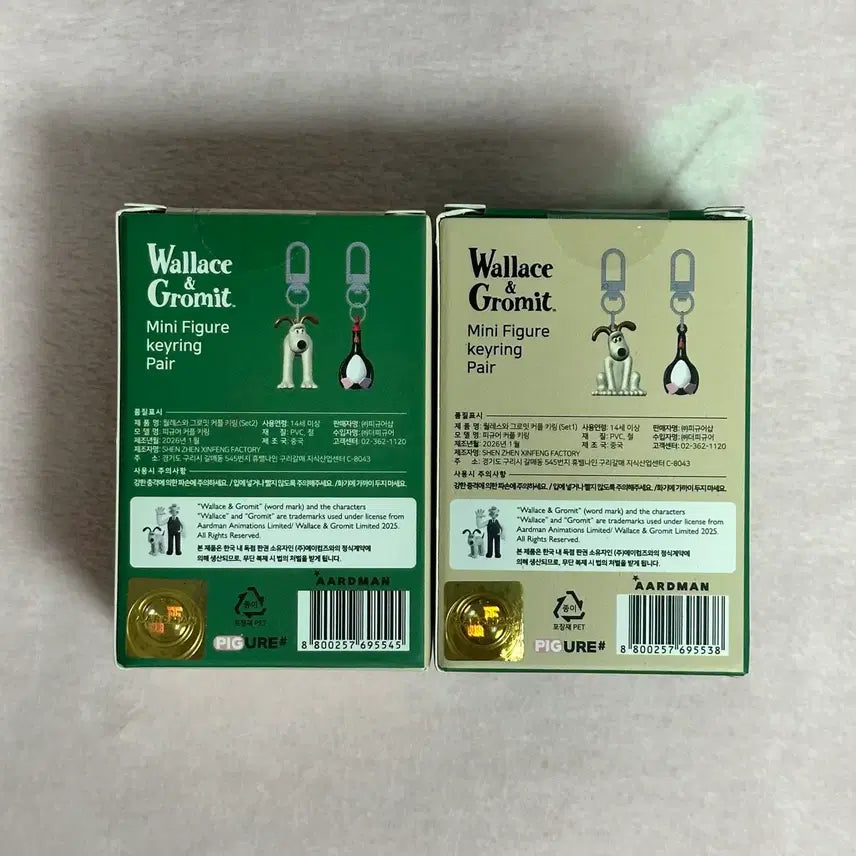 [BUNJANG] Wallace &amp; Gromit Feathers McGraw Mini Figure Couple Keyring Set / 월레스와 그로밋 페더스 맥그로 맥그로우 미니 피규어 커플 키링 세트
