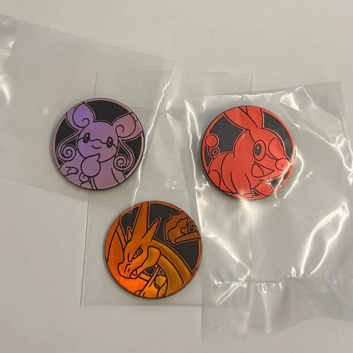 [BUNJANG] Pokemon Center Card Game Coin Set 6 - Charizard, Dedenne, Scraggy / 포켓몬센터 카드게임 코인 6탄 리자몽 다부니 뚜꾸리