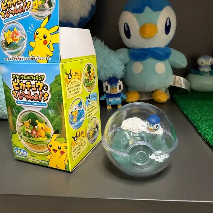 [BUNJANG] Pokemon Piplup and Terrarium Figure Set / 포켓몬 피카츄 팽도리 테라리움