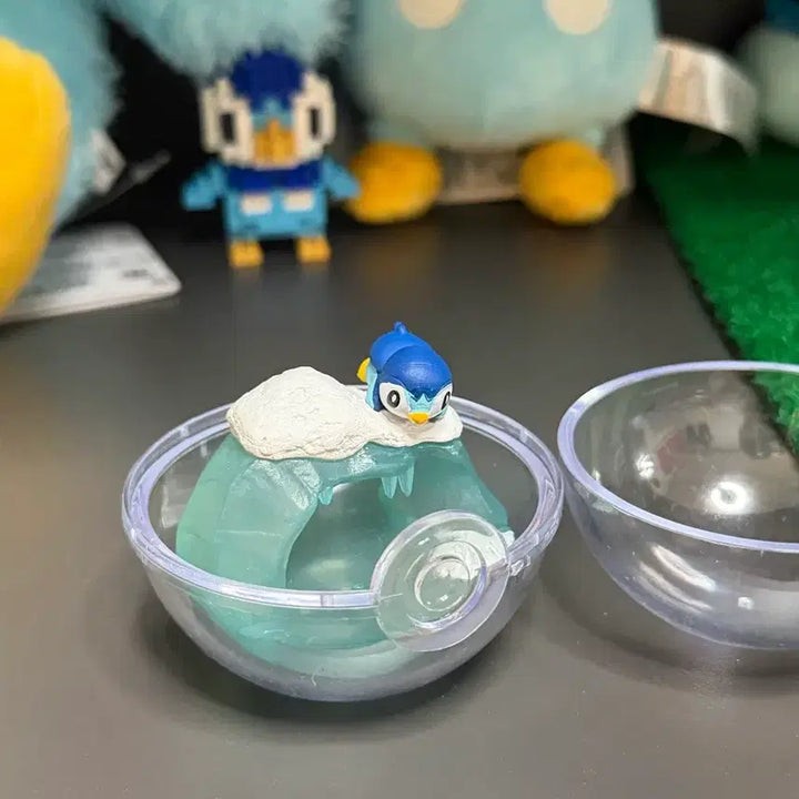 [BUNJANG] Pokemon Piplup and Terrarium Figure Set / 포켓몬 피카츄 팽도리 테라리움