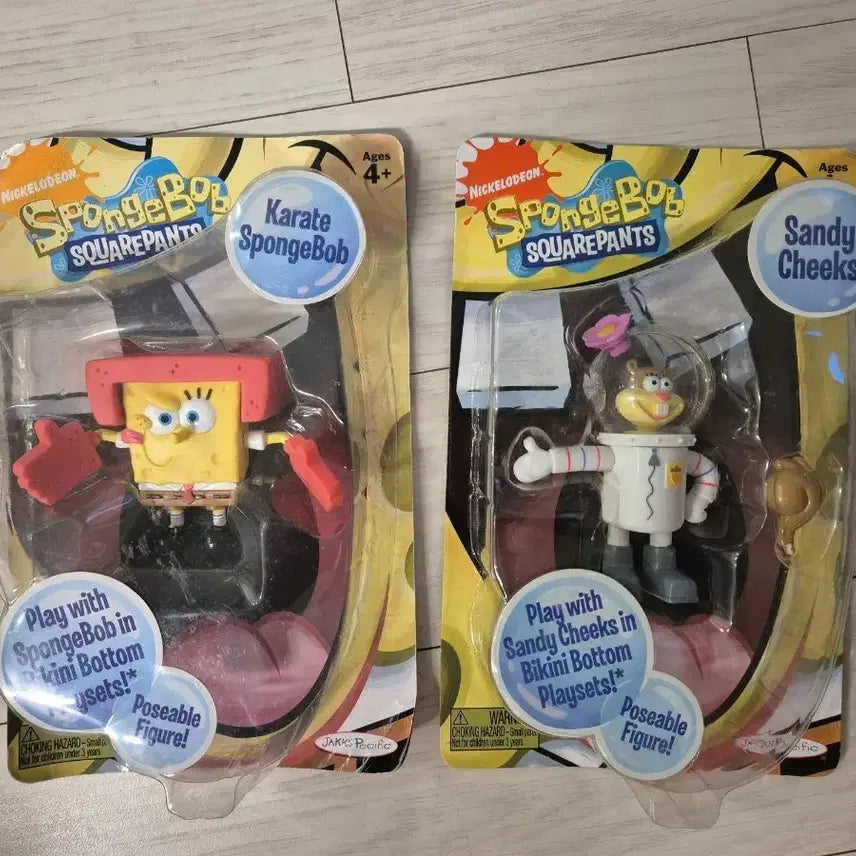 [BUNJANG] 2009 Nickelodeon Jakks Pacific SpongeBob &amp; Sandy Cheeks Karate &amp; Space Suit Figures Set / 2009년 고전 니켈로디언 잭파시픽 가라테 스폰지밥, 샌디칙스 피규어