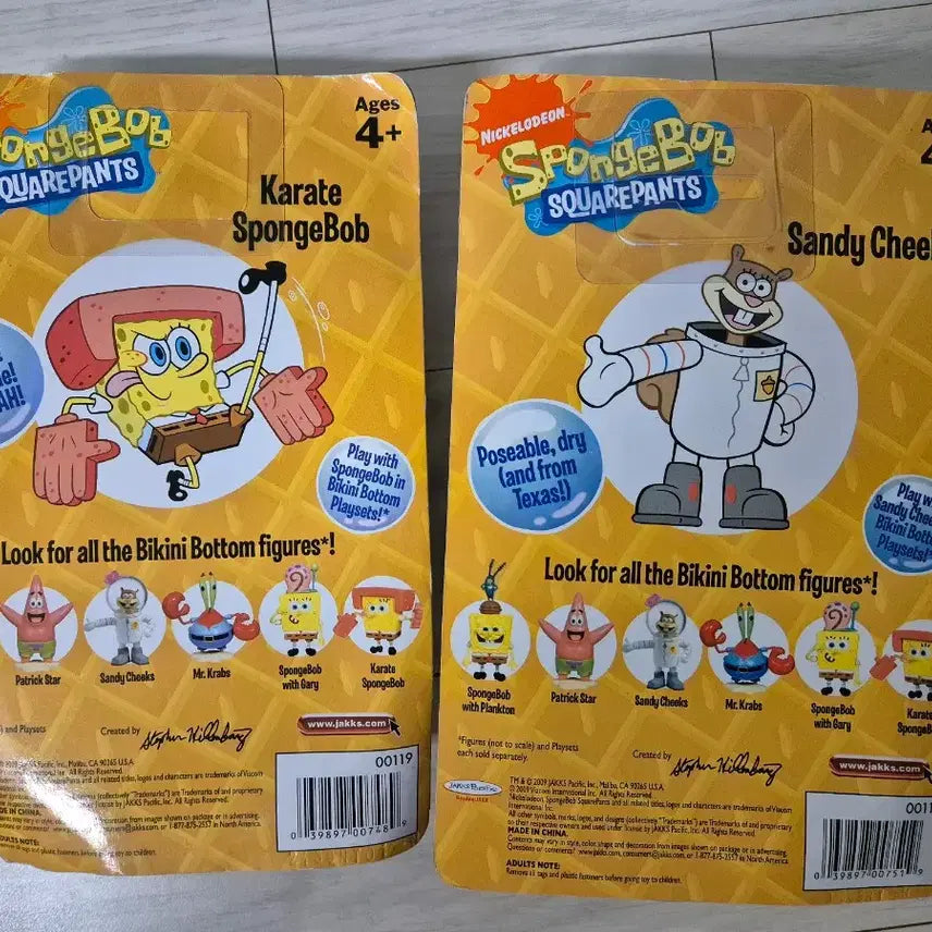 [BUNJANG] 2009 Nickelodeon Jakks Pacific SpongeBob &amp; Sandy Cheeks Karate &amp; Space Suit Figures Set / 2009년 고전 니켈로디언 잭파시픽 가라테 스폰지밥, 샌디칙스 피규어