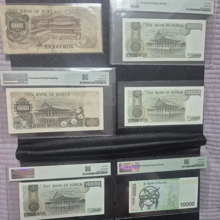 [BUNJANG] Bank of Korea 10000 Won Banknotes 1st-6th Series Bundle PMG Graded / 한국은행 10000원 지폐 1차~6차 일괄 PMG4