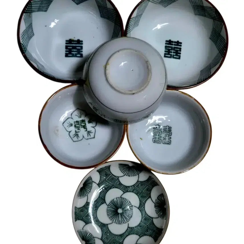 [BUNJANG] Makgeolli Cup Saucer Set - 5 Pieces / 막걸리잔 종지 5개 일괄 근대사 수집용