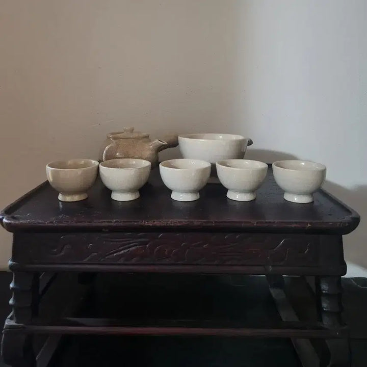 [BUNJANG] Dasanhakdang 5-Person Buncheong Tea Set / 다산학당 5인 분청 다기 세트]