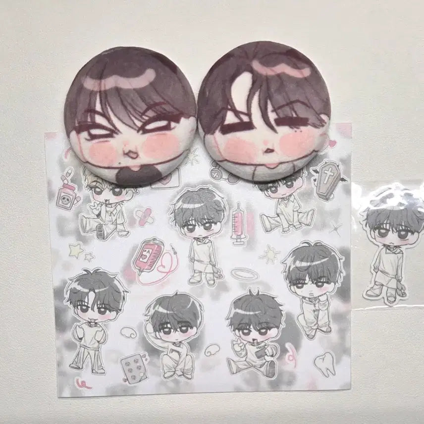 [BUNJANG] ENHYPEN Yangz Jungwon Jay Soft Pin Badge Sticker Bundle Set / 엔하이픈 야옹즈 정원제이 말랑핀뱃지 스티커 비공굿