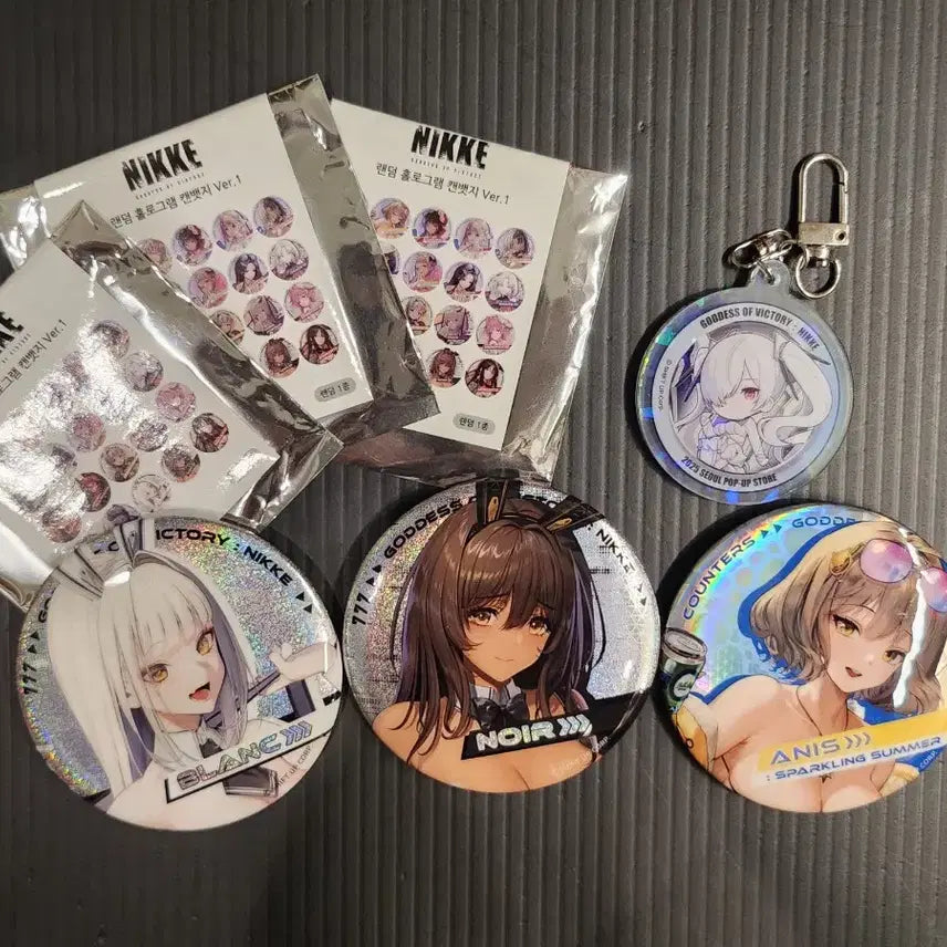 [BUNJANG] Nikke Official Anise Sunes Blanc Noir Can Badge Bundle Set / 니케 공식 아니스 수니스 블랑 누아르 캔뱃지 일괄