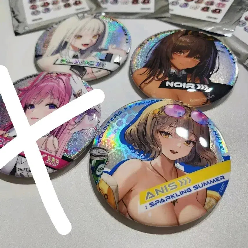 [BUNJANG] Nikke Official Anise Sunes Blanc Noir Can Badge Bundle Set / 니케 공식 아니스 수니스 블랑 누아르 캔뱃지 일괄