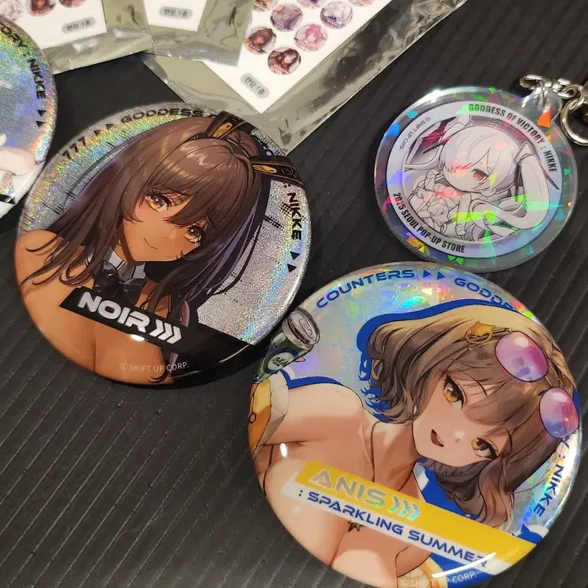 [BUNJANG] Nikke Official Anise Sunes Blanc Noir Can Badge Bundle Set / 니케 공식 아니스 수니스 블랑 누아르 캔뱃지 일괄