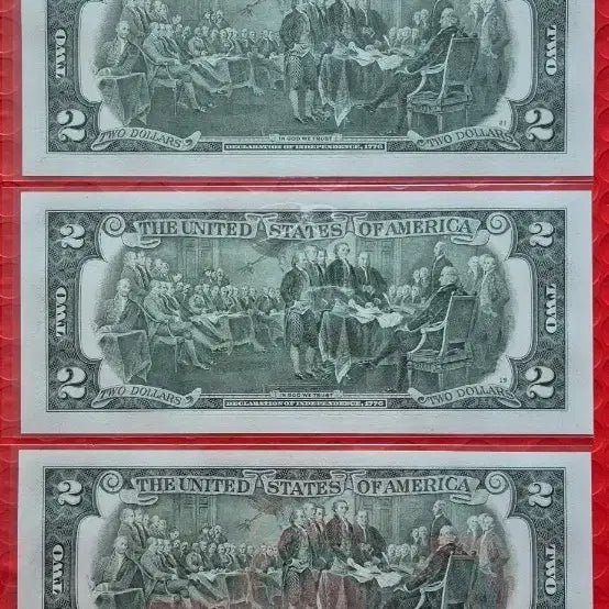 [BUNJANG] US $2 Bill Uncirculated Consecutive Serial Numbers (3 Bills) / 미국 2달러 지폐 미사용 연번 3장