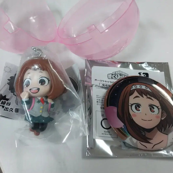 [BUNJANG] My Hero Academia Ochaco Figure Keychain + 2 Types Badge Set / 나히아 오차코 피규어 키링 + 뱃지 2종세트 새상품