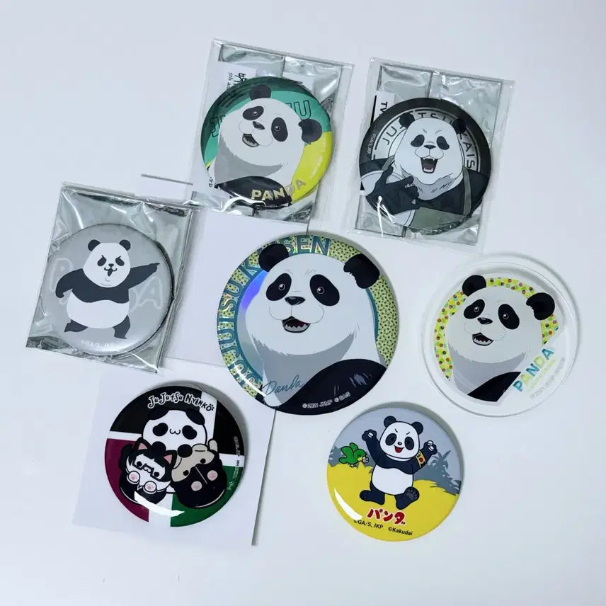 [BUNJANG] Jujutsu Kaisen Panda Goods Bundle Set (Can Badges, Big Cross, Acrylic, Harunanko Plush, etc.) / 주술회전 판다 굿즈 일괄 (캔뱃지 빅크로스 아크릴 하루냥코 지류 등)