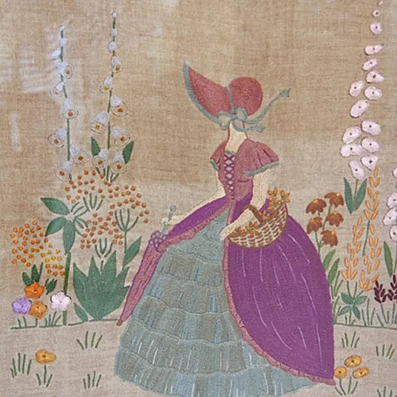 [BUNJANG] Vintage English Crinoline Lady Hand Embroidery Fire Screen / 빈티지 영국 크리놀린레이디 손자수 파이어 스크린