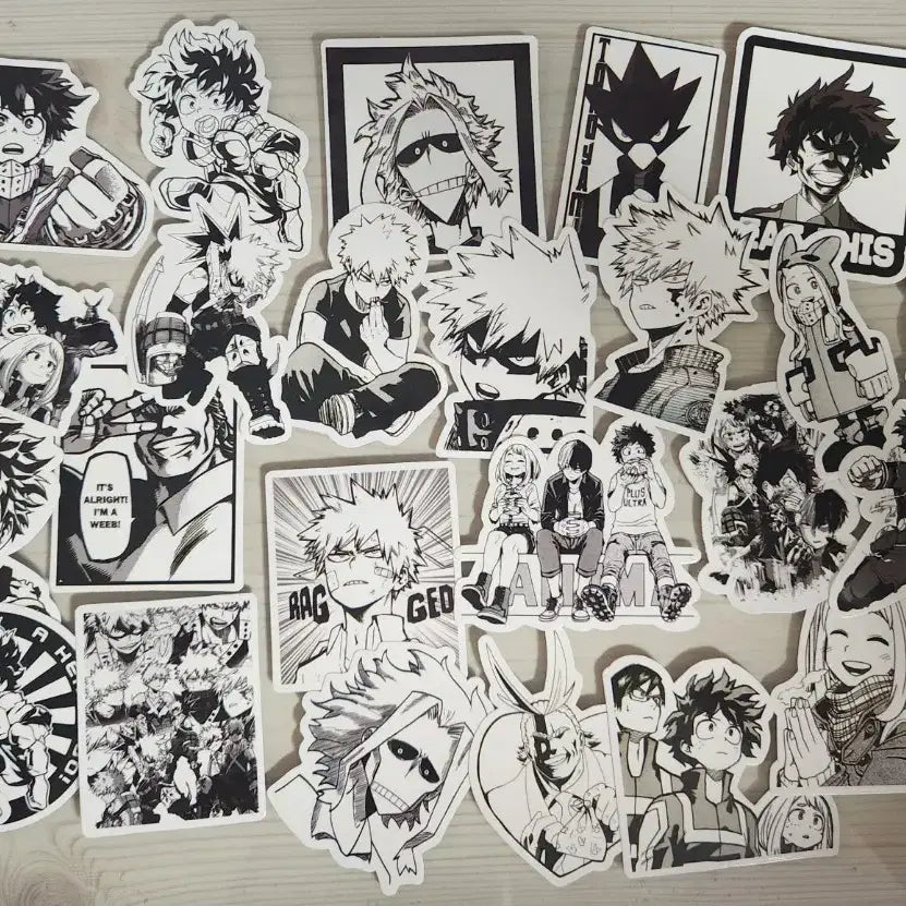 [BUNJANG] My Hero Academia Black and White Sticker Bundle Set / (일괄) 히로아카 나히아 흑백 스티커
