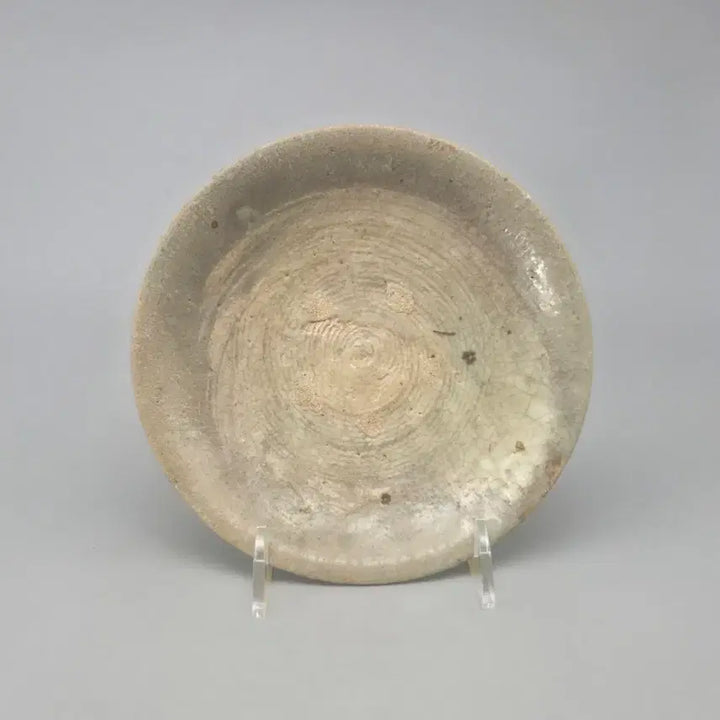 [BUNJANG] Joseon Dynasty Early Ungcheon Buncheong Ware Guiyal Moon Plate / 골동품 진품 조선초기 웅천 분청사기 귀얄문 접시