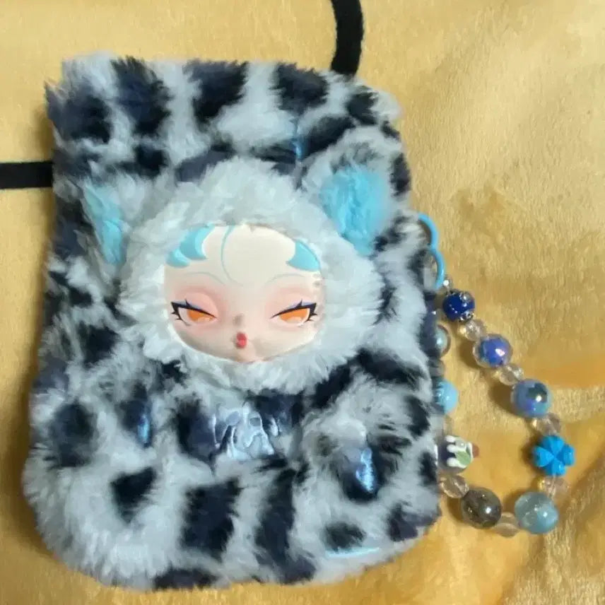 [BUNJANG] Dodomi Faux Fur Pouch Leopard Print Charm / 도도나미 털 파우치