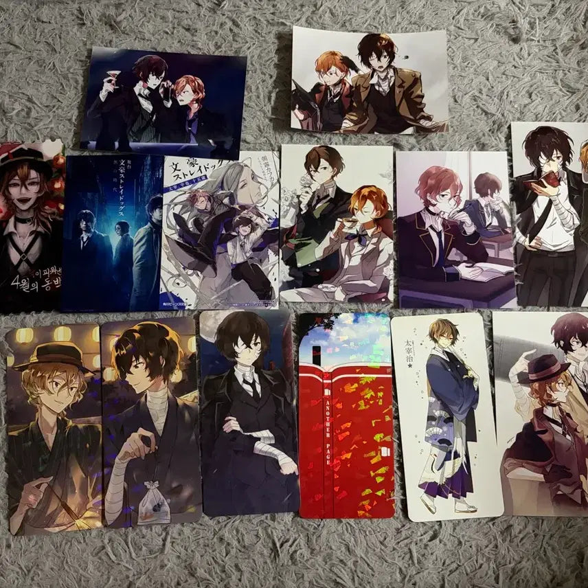 [BUNJANG] Bungo Stray Dogs Dazai Chuuya Paper Goods Bundle (Stickers, Postcards, Cardstocks) / 문스독 다자이 츄야 지류굿즈, 스티커 일괄 엽서 카드텍