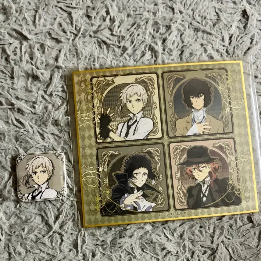 [BUNJANG] Bungo Stray Dogs Atsushi Shikishi &amp; Badge Bundle Set / 문스독 색지 아츠시 뱃지 일괄