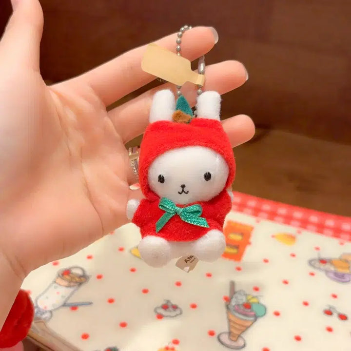 [BUNJANG] Vintage Usazukin Rabbit Apple Cherry Mini Doll Keychain / 고전 우사즈킨 토끼 사과 체리 미니 인형 키링
