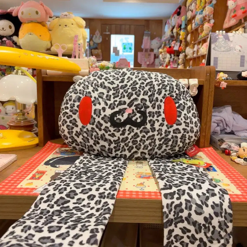 [BUNJANG] Classic Leopard Print Oversized Rabbit Plush Cushion / 고전 범용토끼 레오파드 호피 대왕 큰 얼굴 토끼 인형 쿠션